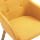 NNEVL Dining Chairs 2 pcs Yellow Fabric and Solid Oak Wood