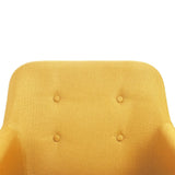NNEVL Dining Chairs 2 pcs Yellow Fabric and Solid Oak Wood