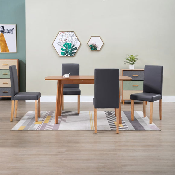 NNEVL Dining Chairs 4 pcs Grey Faux Leather