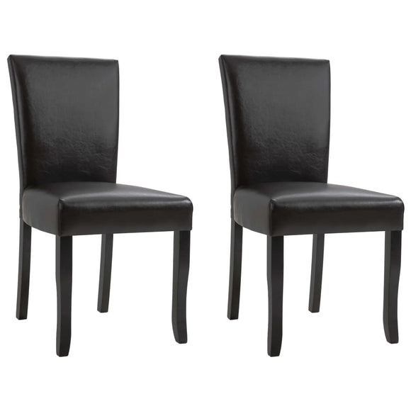 NNEVL Dining Chairs 2 pcs Dark Brown Faux Leather