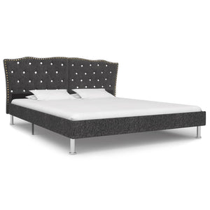 NNEVL Bed Frame Dark Grey Fabric 137x187 cm Double Size