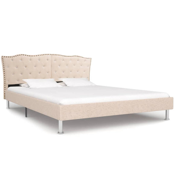 NNEVL Bed Frame Linen Fabric 137x187 cm Double Size