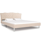 NNEVL Bed Frame Linen Fabric 137x187 cm Double Size