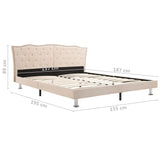 NNEVL Bed Frame Linen Fabric 137x187 cm Double Size