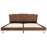 NNEVL Bed Frame Brown Fabric 137x187 cm Double Size