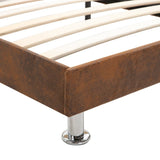 NNEVL Bed Frame Brown Fabric 137x187 cm Double Size