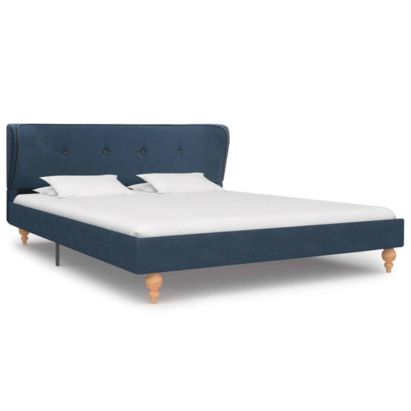 NNEVL Bed Frame Blue Fabric 137x187 cm Double Size