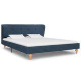 NNEVL Bed Frame Blue Fabric 137x187 cm Double Size