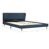 NNEVL Bed Frame Blue Fabric 137x187 cm Double Size