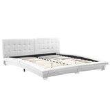 NNEVL Bed Frame White Faux Leather 183x203 cm King Size