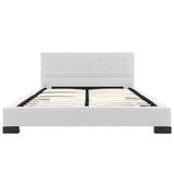 NNEVL Bed Frame White Faux Leather 137x187 cm Double Size