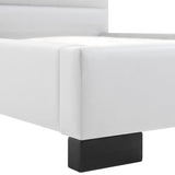NNEVL Bed Frame White Faux Leather 153x203 cm Queen Size