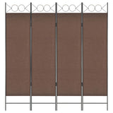 NNEVL 4-Panel Room Divider Brown 160x180 cm