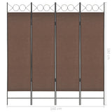 NNEVL 4-Panel Room Divider Brown 160x180 cm