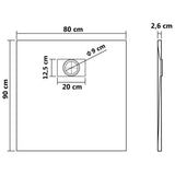 NNEVL Shower Base Tray SMC Black 90x80 cm