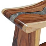 NNEVL Stool Solid Suar Wood and Polyresin