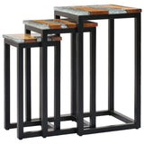 NNEVL Nesting Tables 3 pcs Solid Teak Wood and Polyresin