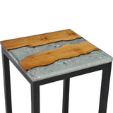 NNEVL Nesting Tables 3 pcs Solid Teak Wood and Polyresin