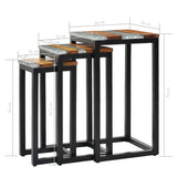 NNEVL Nesting Tables 3 pcs Solid Teak Wood and Polyresin