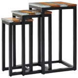 NNEVL Nesting Tables 3 pcs Solid Teak Wood and Polyresin
