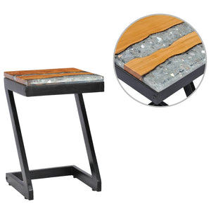 NNEVL Coffee Table 30x30x50 cm Solid Teak Wood and Polyresin
