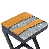 NNEVL Coffee Table 30x30x50 cm Solid Teak Wood and Polyresin