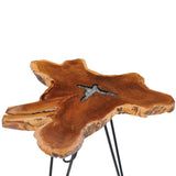 NNEVL Coffee Table 70x45 cm Solid Teak Wood and Polyresin