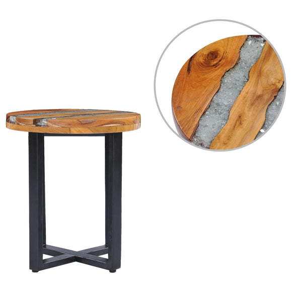 NNEVL Coffee Table 40x45 cm Solid Teak Wood and Polyresin
