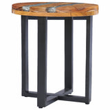 NNEVL Coffee Table 40x45 cm Solid Teak Wood and Polyresin