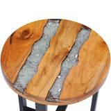 NNEVL Coffee Table 40x45 cm Solid Teak Wood and Polyresin