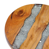 NNEVL Coffee Table 40x45 cm Solid Teak Wood and Polyresin