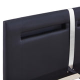 NNEVL Bed Frame with LED Black Faux Leather Queen Size