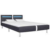 NNEVL Bed Frame with LED Black Faux Leather King Size