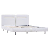 NNEVL Bed Frame with LED White Faux Leather King Single Size