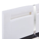 NNEVL Bed Frame with LED White Faux Leather Queen Size