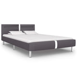 NNEVL Bed Frame with LED Grey Faux Leather King Size