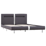 NNEVL Bed Frame with LED Grey Faux Leather King Size