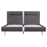 NNEVL Bed Frame with LED Grey Faux Leather King Size