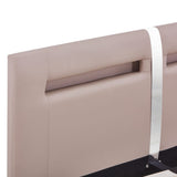 NNEVL Bed Frame with LED Cappuccino Faux Leather King Single Size