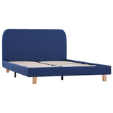 NNEVL Bed Frame Blue Fabric Queen Size