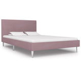 NNEVL Bed Frame Pink Fabric Double Size