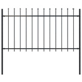 NNEVL Garden Fence with Spear Top Steel 1.7x1 m Black