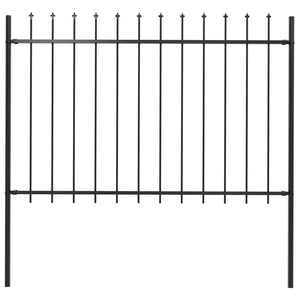 NNEVL Garden Fence with Spear Top Steel 1.7x1.2 m Black