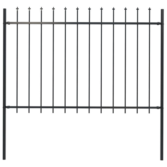 NNEVL Garden Fence with Spear Top Steel 1.7x1.2 m Black