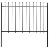 NNEVL Garden Fence with Spear Top Steel 1.7x1.2 m Black