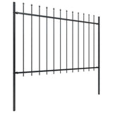 NNEVL Garden Fence with Spear Top Steel 1.7x1.2 m Black