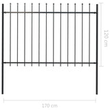 NNEVL Garden Fence with Spear Top Steel 1.7x1.2 m Black