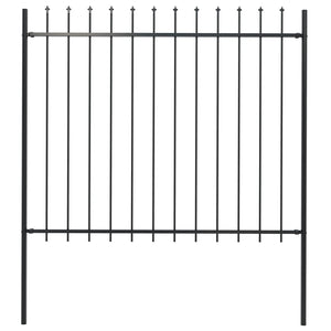 NNEVL Garden Fence with Spear Top Steel 1.7x1.5 m Black