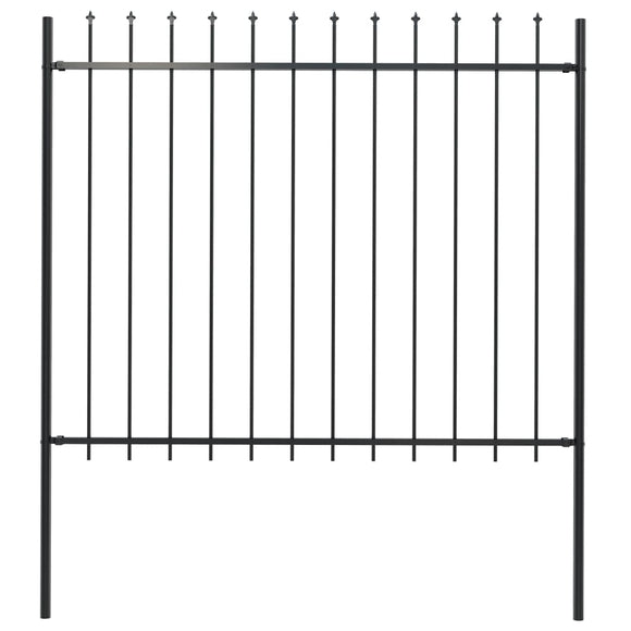 NNEVL Garden Fence with Spear Top Steel 1.7x1.5 m Black