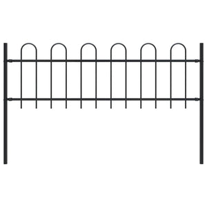 NNEVL Garden Fence with Hoop Top Steel 1.7x0.6 m Black